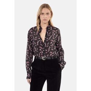 B35‎ The Kooples Silk Blend Blouse Womens US 4 Floral Button Down Work Office